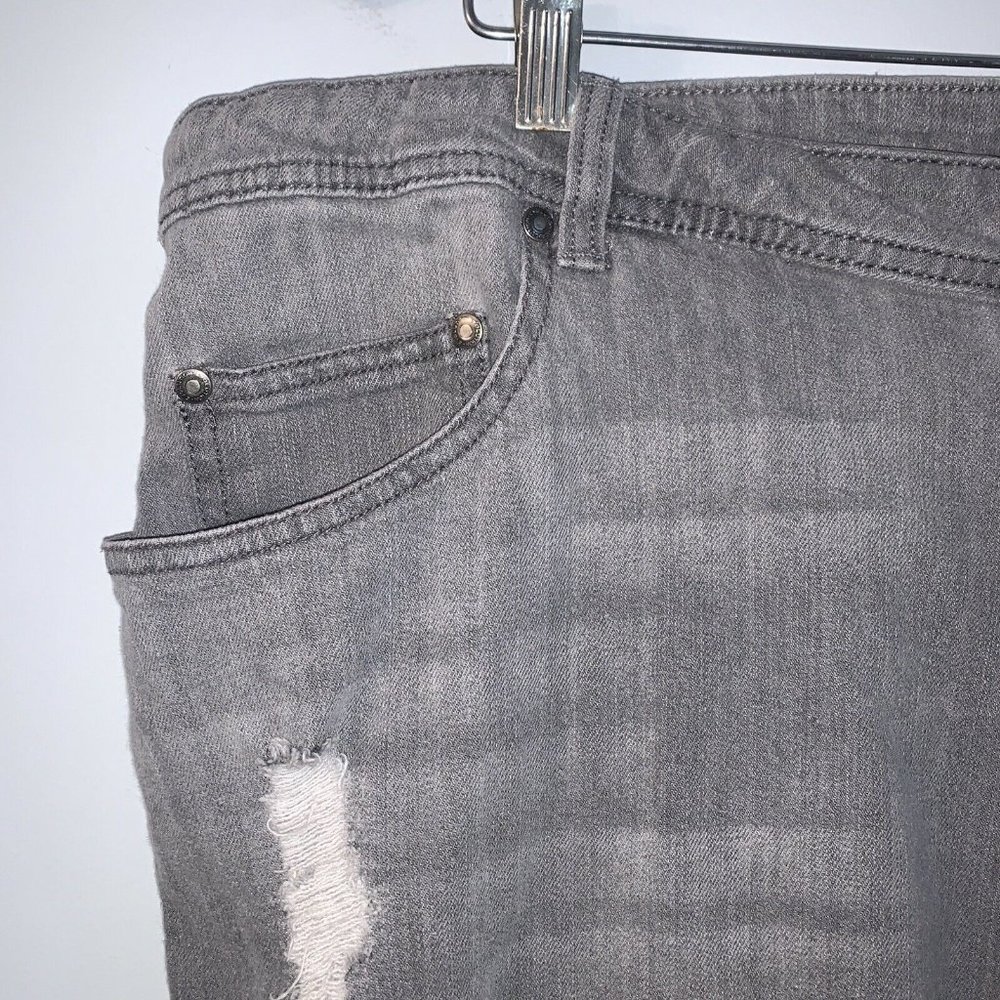 Distressed Evolution Baggy Hip Hop Woman Gray Denim Jeans Half Length 18W - Picture 3 of 8